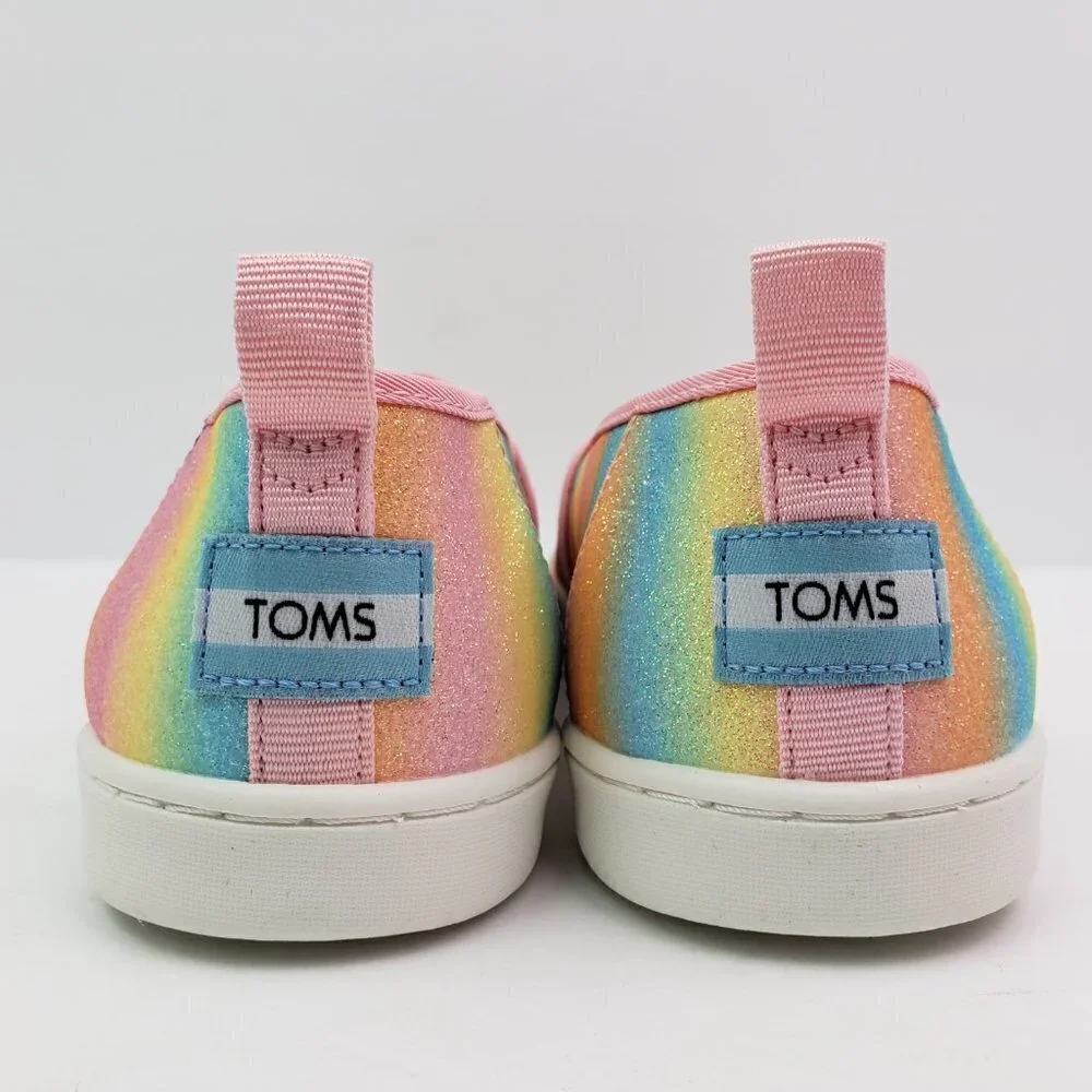 TOMS Glimmer Alpargata Girls Size 6Y Wms Sz 7.5 Candy Pink Gradient Glitter Shoe
